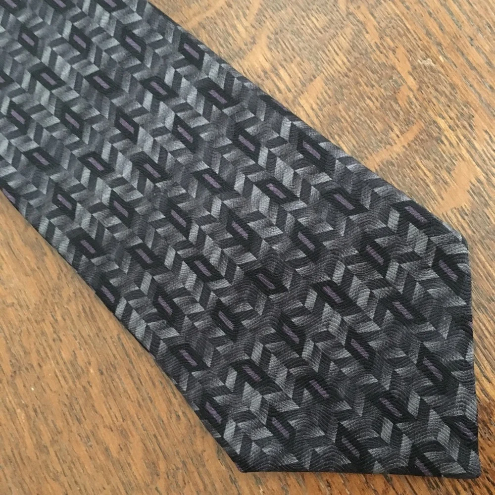 Gray & Purple Silk Neck Tie